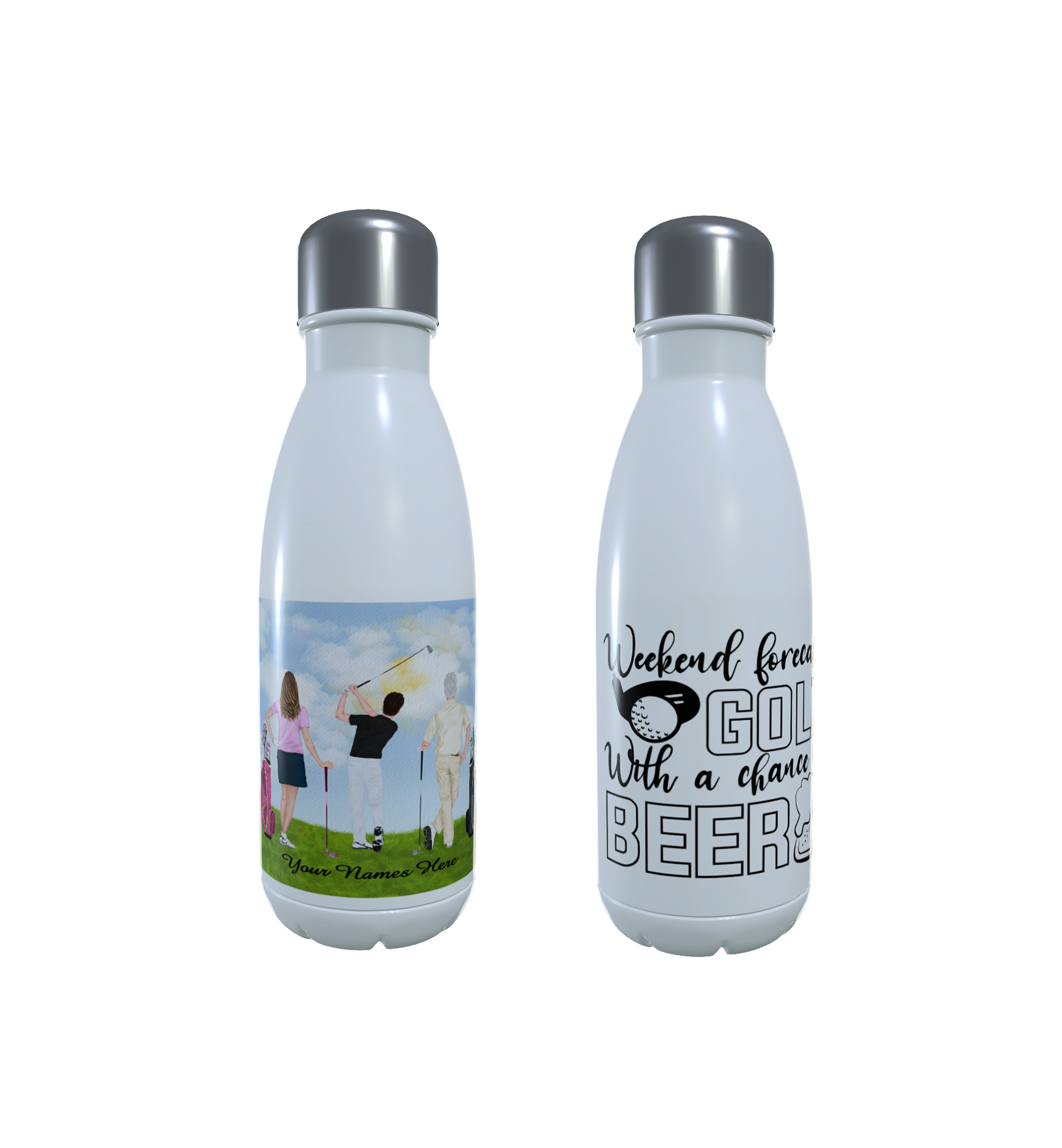 Golf Friends Custom Water Bottle, Personalised Water Bottle - Click Image to Close